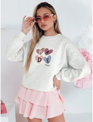 Dámska nadrozmerná mikina so srdiečkami MADELIN sivá FashionStreet BY1459