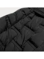 Dámska dlhá čierna vesta s opaskom (JIN217)