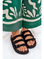 Klapki Damskie Z Paskami I Klamrami Czarne Uliri