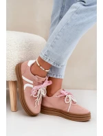 Sneakersy Damskie Na Platformie Z Ozdobami Różowe Vinness