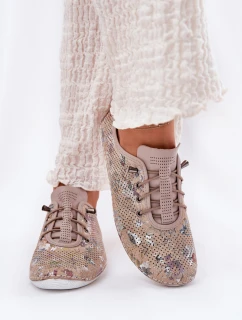 Półbuty Damskie Ze Skóry Naturalnej Wzorzyste Artiker 56C2689 Beżowe