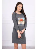 Šaty s potlačou Honey girl v grafitovej farbe