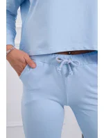 Súprava s oversize blúzkou modrej farby