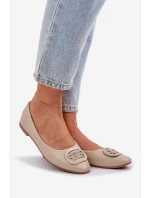 Baleriny Na Płaskiej Podeszwie Z Ozdobą Beżowe Ainoria