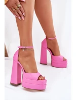 Sandały Damskie Na Słupku I Platformie Różowe Beloria