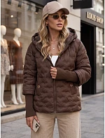 Dámska prešívaná bunda s kapucňou, hnedá, FashionStreet TY5870