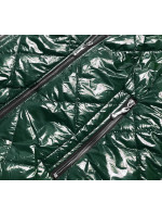 Lesklá dámska bunda vo fľaškovo zelenej farbe (BR9756-10)