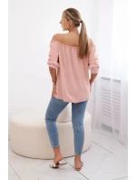 Španielska blúzka s ozdobnými rukávmi púdrovo ružová Španielska blúzka s ozdobnými rukávmi púdrovo ružová
