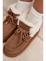 Śniegowce Damskie Z Naturalnego Zamszu D.Franklin DFSH375006 Camel
