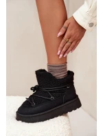 Dámske snežnice na platforme s kožušinou (jahňacie) Big Star - čierne