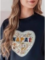 Dámska nadrozmerná mikina so srdcom SERDUCHOVA navy blue FashionStreet BY1439 Dámska nadrozmerná mikina so srdcom SERDUCHOVA navy blue FashionStreet BY1439