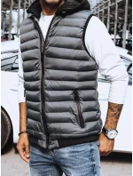Pánska prešívaná sivá vesta FashionStreet TX4093 Pánska prešívaná sivá vesta FashionStreet TX4093