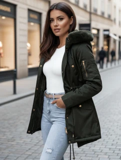 Dámska zimná bunda s kožušinou ERISS zelená FashionStreet TY4534z