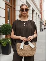 Dámska viskózová súprava so širokými nohavicami, hnedá, FashionStreet AY1201 Dámska viskózová súprava so širokými nohavicami, hnedá, FashionStreet AY1201