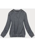 Tmavosivá tenká dámska tepláková mikina so sťahovacími lemami (68W05-5)