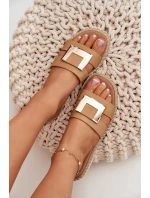 Klapki Damskie Płaskie Z Ozdobnym Detalem Artiker 56C1335 Beżowe