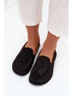 Mokasyny Damskie Z Eko Zamszu Płaskie Czarne Miryelle