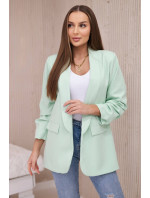 Elegantné sako s klopami svetlej mentolovej farby