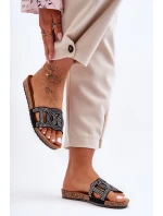 Damskie Klapki Zdobione Ćwiekami Czarne Evelins