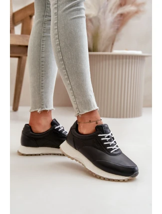 Damskie Sneakersy Buty Sportowe Z Eko Skóry Big Star OO274024 Hi-Poly System Czarne