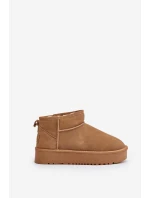 Skórzane Zamszowe Śniegowce Na Platformie Camel Nereviana