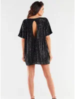 Dámske mini šaty s koketným vzorom A483 Black - Awama