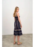 Dámske šaty 16501 Tmavomodré s béžovým vzorom - Vamp Dámske šaty 16501 Tmavomodré s béžovým vzorom - Vamp