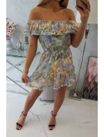 Zelené kvetinové šaty s otvorenými ramenami