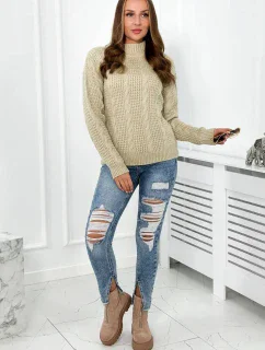 Sveter nasadený cez hlavu svetlo béžová