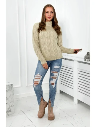 Sveter nasadený cez hlavu svetlo béžová