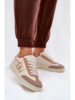 Niskie Buty Sportowe Damskie Z Eko Skóry Beżowe Iladira