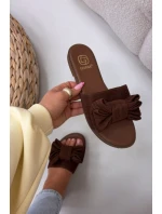 Dámské ploché sandály s mašlí Hnědé Amivelle