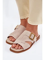 Dámske semišové topánky na plochom podpätku s prackou Big Star TT274476 Beige Dámske semišové topánky na plochom podpätku s prackou Big Star TT274476 Beige