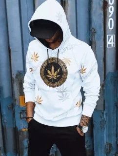Pánska biela mikina s potlačou FashionStreet BX5310