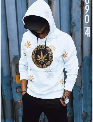 Pánska biela mikina s potlačou FashionStreet BX5310