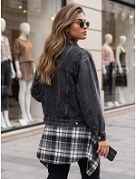 Dámska džínsová bunda oversize STEFANIA, čierna, FashionStreet TY6011 Dámska džínsová bunda oversize STEFANIA, čierna, FashionStreet TY6011