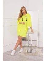 Šaty s kapucňou žlté neónové