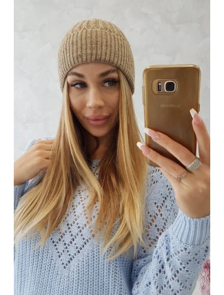 Tenká čiapka Grace K211 tmavo béžová