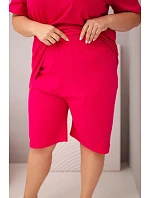 Dámsky bavlnený set s blúzkou a šortkami v nadmernej veľkosti Fuchsia Dámsky bavlnený set s blúzkou a šortkami v nadmernej veľkosti Fuchsia