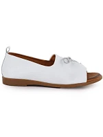 Dámske kožené topánky s otvorenou špičkou biele Cambell 19388