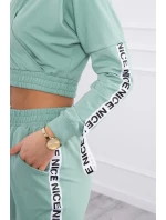 Sada s ozdobnými stuhami tmavo mätová