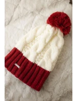 Čiapka Paris fleece K212 ecru+bordeaux