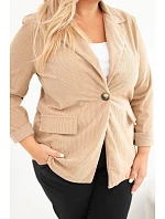 Dámske sako Plus Size z manšestru s klopami a vreckami, farba camelová Dámske sako Plus Size z manšestru s klopami a vreckami, farba camelová