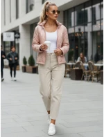 Dámska prešívaná bunda s kapucňou v svetloružovej farbe FashionStreet TY5532