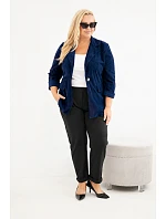 Dámske sako Plus Size z manšestru s klopami a vreckami, modré Dámske sako Plus Size z manšestru s klopami a vreckami, modré