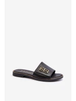 Zazoo 40384 Elegantné dámske čierne kožené žabky