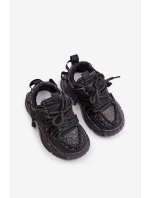 Sneakersy Dziecięce Ozdobione Cekinami Czarne Liatoma