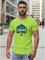 Pánske bavlnené tričko s potlačou EXPAND limetkovo zelené FashionStreet NX5004R Pánske bavlnené tričko s potlačou EXPAND limetkovo zelené FashionStreet NX5004R