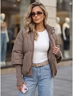 Dámska zimná prešívaná bunda s kapucňou, béžová, FashionStreet TY5897 Dámska zimná prešívaná bunda s kapucňou, béžová, FashionStreet TY5897