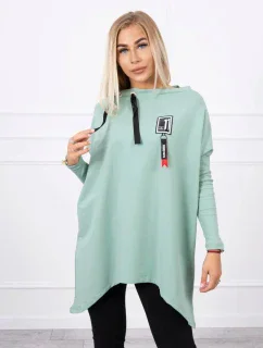 Oversize mikina s asymetrickými bokmi tmavo mätová
